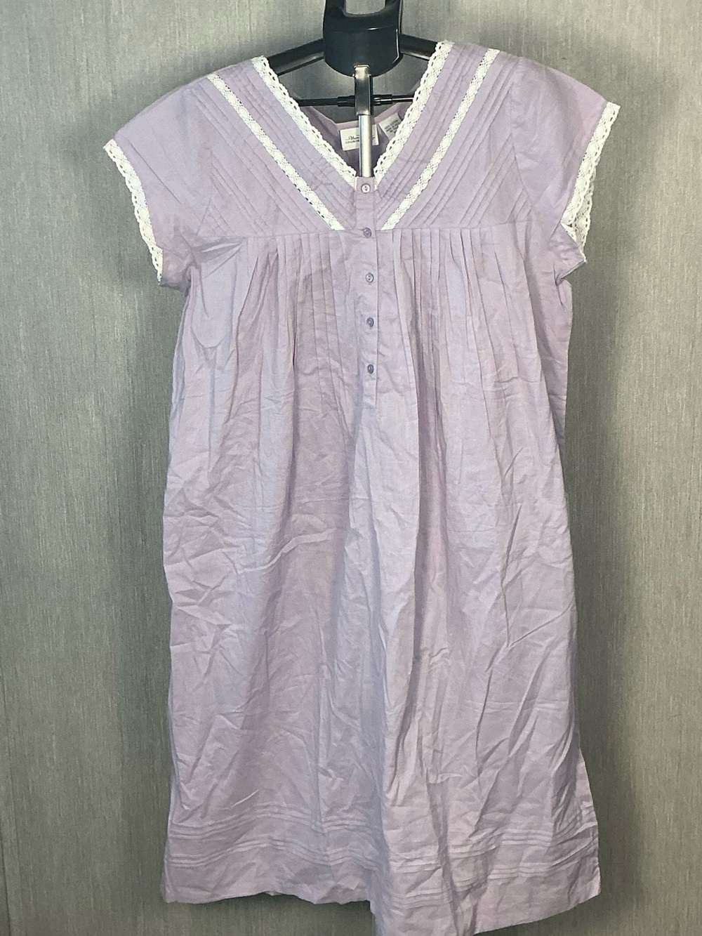 NEOT Vermont Country Store Light Lavender Cotton Nightdress with Lace Trim XL